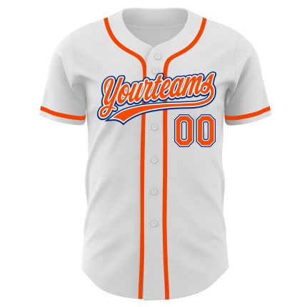 Personalized Authentic Baseball Jersey in White and Orange-Royal Colors Personalized White Orange-Royal Authentic Baseball