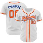 Personalized Authentic Baseball Jersey in White and Orange-Royal Colors Personalized White Orange-Royal Authentic Baseball