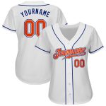 Custom Name and Number Personalized Baseball Jersey in White Orange-Royal - Authentic Team Apparel Personalized White Orange-Royal