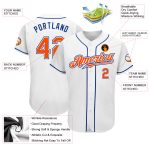 Custom Name and Number Personalized Baseball Jersey in White Orange-Royal - Authentic Team Apparel Personalized White Orange-Royal