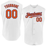 Custom Name and Number Personalized Baseball Jersey - White Orange-Royal Sleeveless Authentic Team Apparel Personalized White