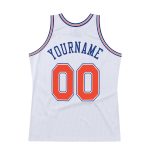 Personalized Authentic Basketball Jersey - White Orange-Royal Throwback Design Personalized White Orange-Royal Authentic