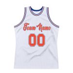 Personalized Authentic Basketball Jersey - White Orange-Royal Throwback Design Personalized White Orange-Royal Authentic