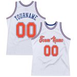 Personalized Authentic Basketball Jersey - White Orange-Royal Throwback Design Personalized White Orange-Royal Authentic