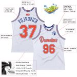Personalized Authentic Basketball Jersey - White Orange-Royal Throwback Design Personalized White Orange-Royal Authentic