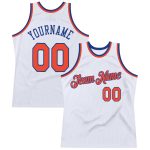 Custom Personalized Basketball Jersey - White Orange-Royal Authentic Throwback with Team Name & Number Personalized White