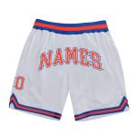 Custom Name and Number Basketball Shorts - Personalized White Orange-Royal Authentic Throwback Design Personalized White