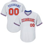 Personalized Authentic Baseball Jersey Shirt - White Orange-Royal Throwback Rib-Knit Design Personalized White Orange-Royal