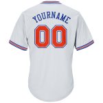 Personalized Authentic Baseball Jersey Shirt - White Orange-Royal Throwback Rib-Knit Design Personalized White Orange-Royal