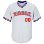 Personalized Authentic Baseball Jersey Shirt - White Orange-Royal Throwback Rib-Knit Design Personalized White Orange-Royal