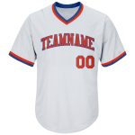 Custom Authentic Throwback Baseball Jersey Shirt with Personalized Name & Number - White Orange-Royal Rib-Knit Design Personalized