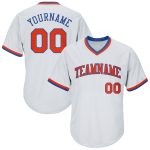 Custom Authentic Throwback Baseball Jersey Shirt with Personalized Name & Number - White Orange-Royal Rib-Knit Design Personalized