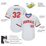 Custom Authentic Throwback Baseball Jersey Shirt with Personalized Name & Number - White Orange-Royal Rib-Knit Design Personalized