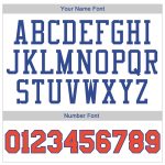 Custom Authentic Throwback Baseball Jersey Shirt with Personalized Name & Number - White Orange-Royal Rib-Knit Design Personalized