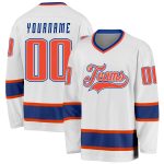 Custom Team Hockey Jersey - Personalized White Orange-Royal with Name & Number Personalized White Orange-Royal Hockey Jersey