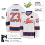 Custom Team Hockey Jersey - Personalized White Orange-Royal with Name & Number Personalized White Orange-Royal Hockey Jersey
