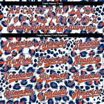 Custom Name Number 3D Leopard Print Varsity Jacket Bomber in White Orange-Royal Design Full-Snap Letterman Style Personalized