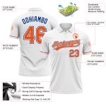 Custom Name and Number Golf Polo Shirt - Personalized Performance Vapor in White Orange-Royal Personalized White Orange-Royal