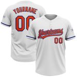 Custom Name and Number Personalized Softball Jersey for Teams - White Orange-Royal Unisex Two-Button Design Personalized