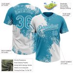 Custom Name and Number Personalized Blue 3D Pattern White Panther Softball Jersey Unisex Two-Button Design Personalized White