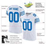 Personalized Blue-Light Gray Mesh White Panther Football Jersey Authentic Personalized White Panther Blue-Light Gray Mesh