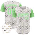 Custom Name and Number Rodeo Cowboy Baseball Jersey - Personalized 3D Pattern Design in White Pea Green Personalized White