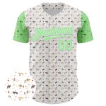 Custom Name and Number Rodeo Cowboy Baseball Jersey - Personalized 3D Pattern Design in White Pea Green Personalized White