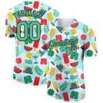 Custom Name and Number Summer Holiday T-Shirt for Team - Personalized 3D Pattern Design in White Pea Green-Black Personalized