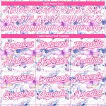 Custom Name and Number Baseball Jersey with Personalized White Pink Butterfly 3D Pattern Design Personalized White Pink 3D