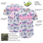 Custom Name and Number Baseball Jersey with Personalized White Pink Butterfly 3D Pattern Design Personalized White Pink 3D