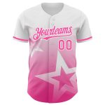 Custom Name & Number Twinkle Star Baseball Jersey - Personalized 3D Pattern Design in White & Pink Gradient Style Personalized