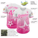 Custom Name & Number Twinkle Star Baseball Jersey - Personalized 3D Pattern Design in White & Pink Gradient Style Personalized