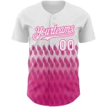 Custom Name Number Authentic Baseball Jersey 3D Pattern Design in White Pink - Personalized Team Gear Personalized White