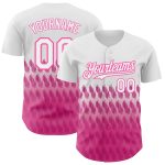 Custom Name Number Authentic Baseball Jersey 3D Pattern Design in White Pink - Personalized Team Gear Personalized White