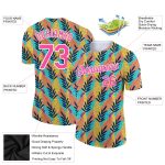 Custom Tropical Palm Leaf Performance T-Shirt with Personalized Name and Number - White Pink 3D Pattern Design Personalized