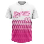 Custom Name and Number Personalized Unisex Softball Jersey with White Pink 3D Pattern Lines - Two-Button Design Personalized