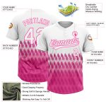 Custom Name and Number Personalized Unisex Softball Jersey with White Pink 3D Pattern Lines - Two-Button Design Personalized