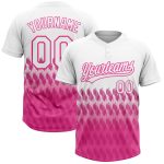 Custom Name and Number Personalized Unisex Softball Jersey with White Pink 3D Pattern Lines - Two-Button Design Personalized