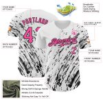 Customizable 3D Pattern Abstract Baseball Jersey with Team Name & Number - Personalized White Pink Black Design Personalized