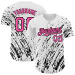 Customizable 3D Pattern Abstract Baseball Jersey with Team Name & Number - Personalized White Pink Black Design Personalized