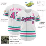 Custom Name and Number Personalized Baseball Jersey - White Pink Black Aqua Line Authentic Personalized White Pink Black-Aqua