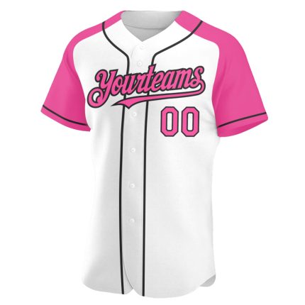 Custom Name Number Baseball Jersey - Personalized Pink Black White Authentic Raglan Sleeves Team Apparel Personalized White