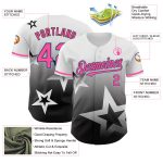 Custom Gradient Twinkle Star Baseball Jersey with Personalized Name & Number - White Pink Black Light Blue 3D Pattern Design