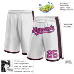 Custom Name Number Basketball Shorts in White Pink Black Light Blue - Personalized Team Apparel Personalized White Pink Black-Light