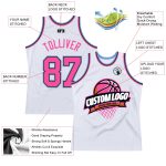 Custom Name Number Authentic Throwback Basketball Jersey - Personalized White Pink Black-Light Blue Team Jersey Personalized