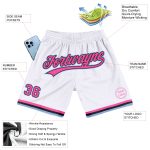 Custom Team Basketball Shorts with Name and Number - Personalized White Pink Black-Light Blue Authentic Throwback Personalized