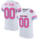 Personalized Authentic Football Jersey in White Pink Black Light Blue Mesh Personalized White Pink Black-Light Blue Mesh