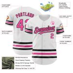 Custom Name and Number Authentic Baseball Jersey - Personalized White Pink-Black Line Design Personalized White Pink-Black