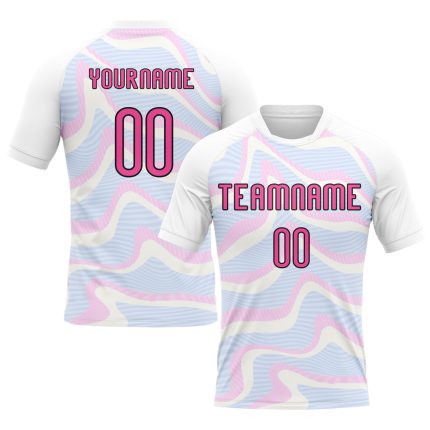 Custom Name Number Volleyball Uniform Jersey - Personalized White Pink Black Liquid Fluid Sublimation Team Gear Personalized