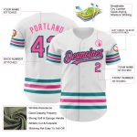 Custom Name and Number Authentic Baseball Jersey - Personalized White Pink Black Teal Design Personalized White Pink Black-Teal